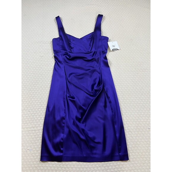 Donna Morgan Mini Dress Satin Strappy Cocktail Club Y2K | Purple | Womens Size 6 - Picture 3 of 11